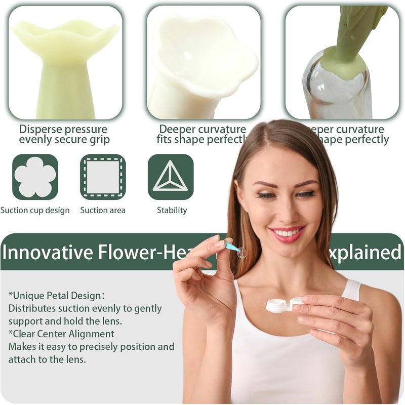 eagosion 4 Pack Flower-Shaped Contact Lens Remover with Storage Box Individually Packaged Soft Silicone Suction Sticks Gentle Tool for Safe Lens Removal for Hard/RGP/OK Contact Lenses - Image 4